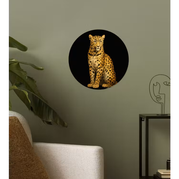 Panter - Realistisch - Bruin Wandcirkel behangsticker klein -sfeer2