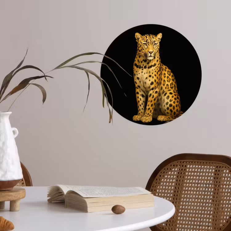 Panter - Realistisch - Bruin Wandcirkel behangsticker klein -sfeer3