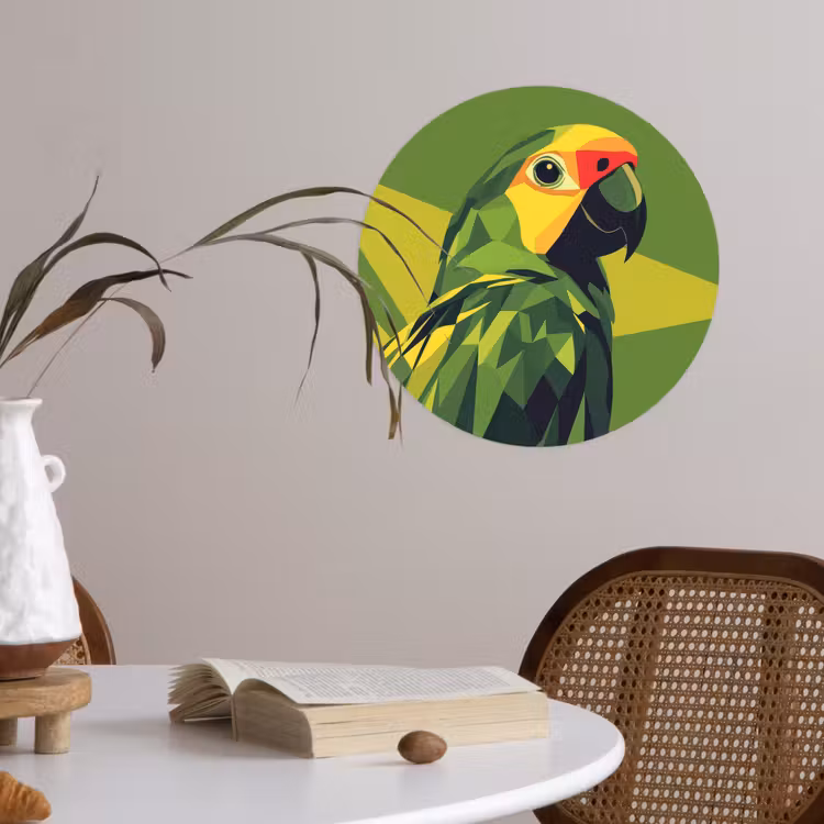 Papegaai - Groen - Snavel - Abstract Wandcirkel behangsticker klein -sfeer3