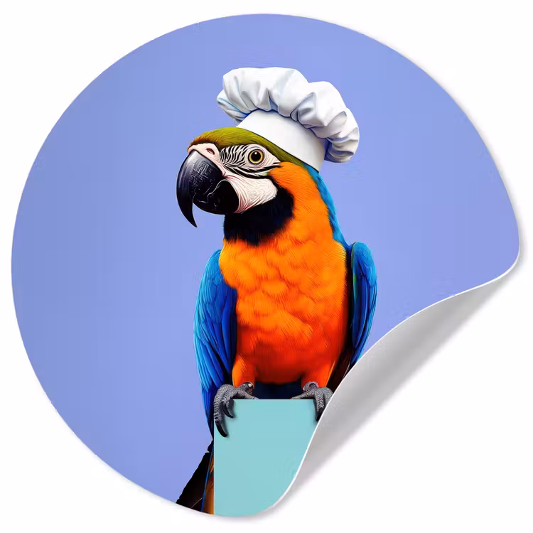 Papegaai - Koksmuts - Vogel - Leuk Wandcirkel behangsticker klein -3d