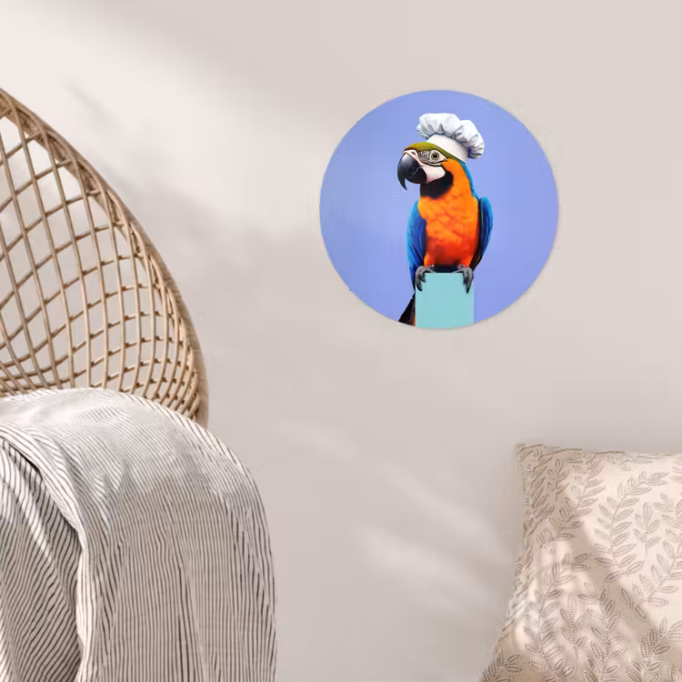 Papegaai - Koksmuts - Vogel - Leuk Wandcirkel behangsticker klein -sfeer4