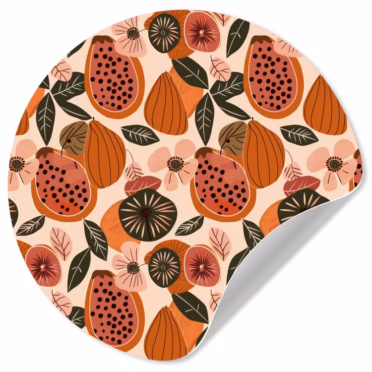 Papaja - Bloesem - Oranje Wandcirkel behangsticker klein 186 -3d