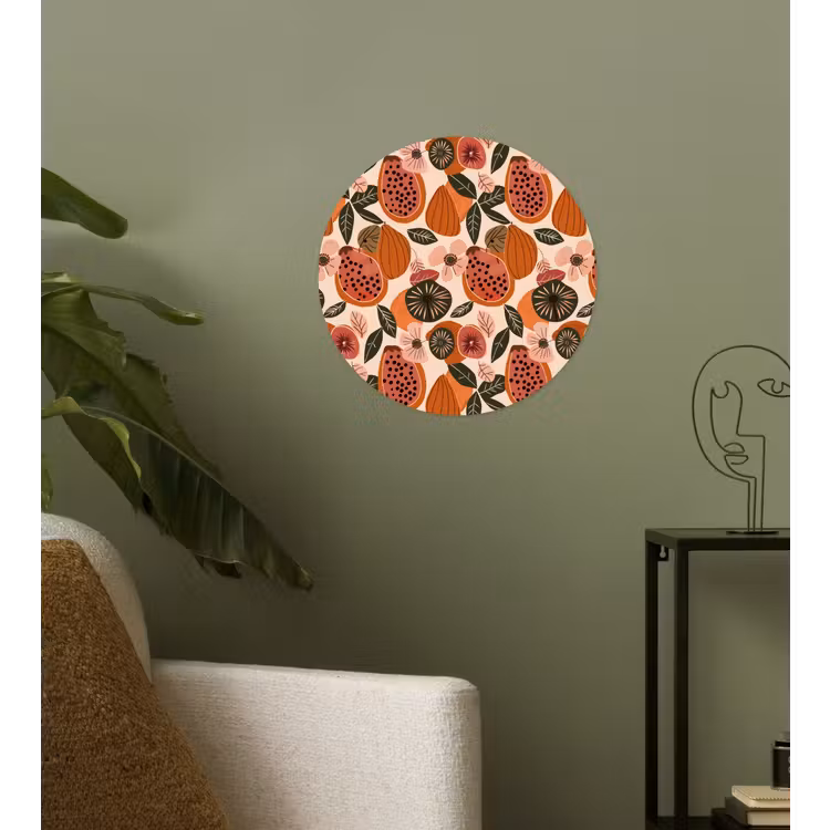Papaja - Bloesem - Oranje Wandcirkel behangsticker klein 186 -sfeer2