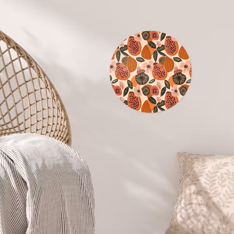 Papaja - Bloesem - Oranje Wandcirkel behangsticker klein 186 -sfeer4