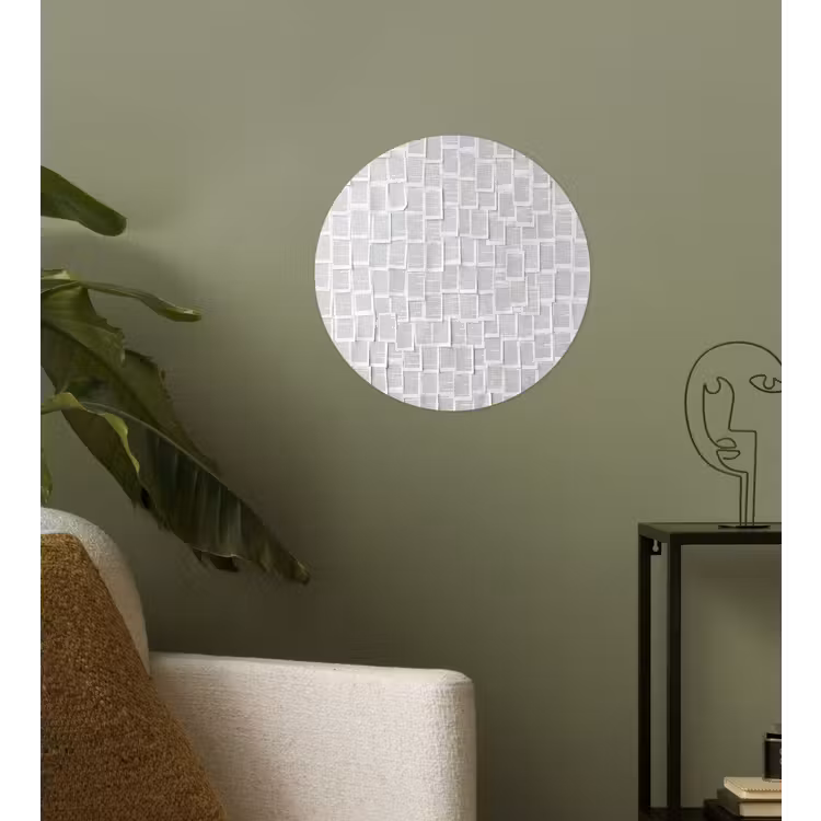 Papier - Overlappend - Textuur - Modern - Wit Wandcirkel behangsticker klein -sfeer2