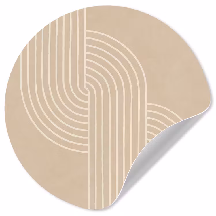 Parallelle lijnen - Lichte textuur - Beige Wandcirkel behangsticker klein -3d
