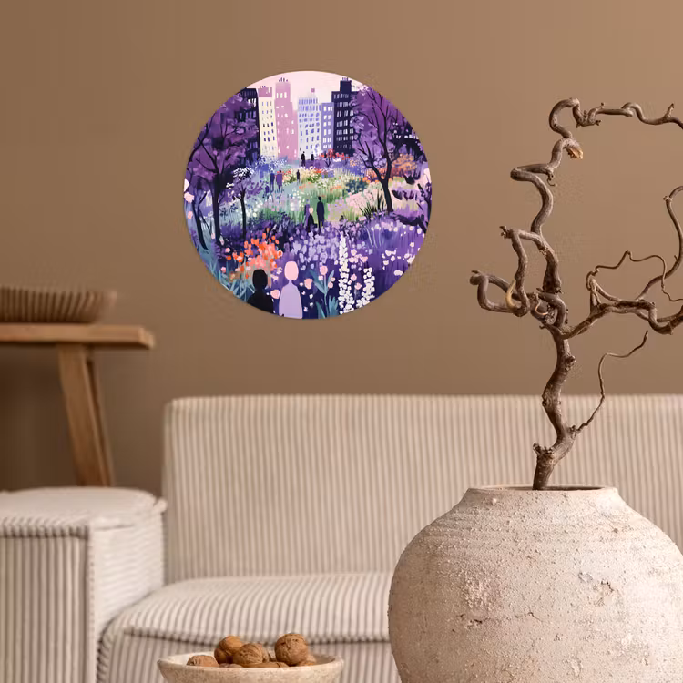 Park - Bomen - Bloemen - Gebouwen Wandcirkel behangsticker klein -sfeer1