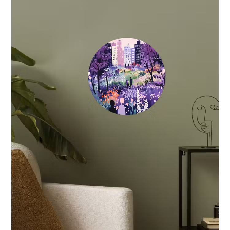 Park - Bomen - Bloemen - Gebouwen Wandcirkel behangsticker klein -sfeer2