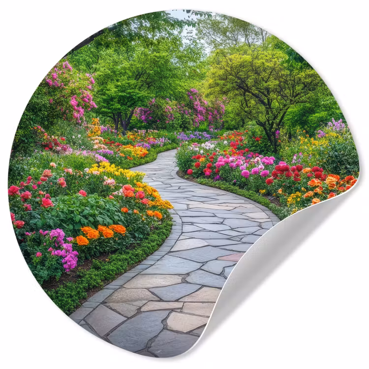 Park - Bloemen - Tuin Wandcirkel behangsticker klein -3d