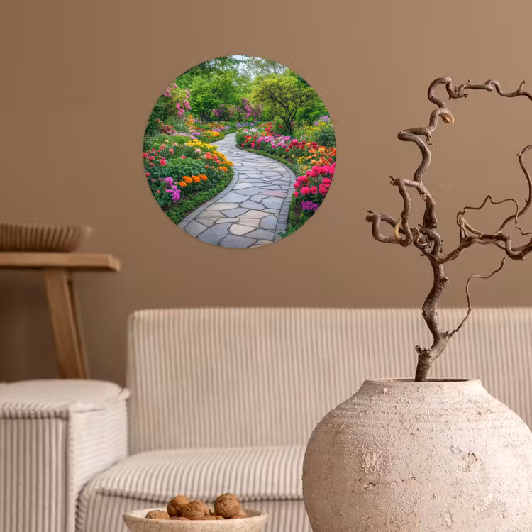 Park - Bloemen - Tuin Wandcirkel behangsticker klein -sfeer1