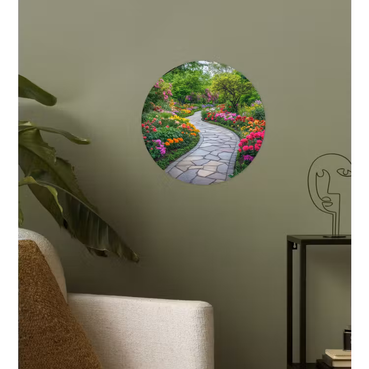 Park - Bloemen - Tuin Wandcirkel behangsticker klein -sfeer2