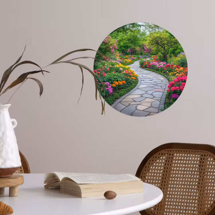 Park - Bloemen - Tuin Wandcirkel behangsticker klein -sfeer3