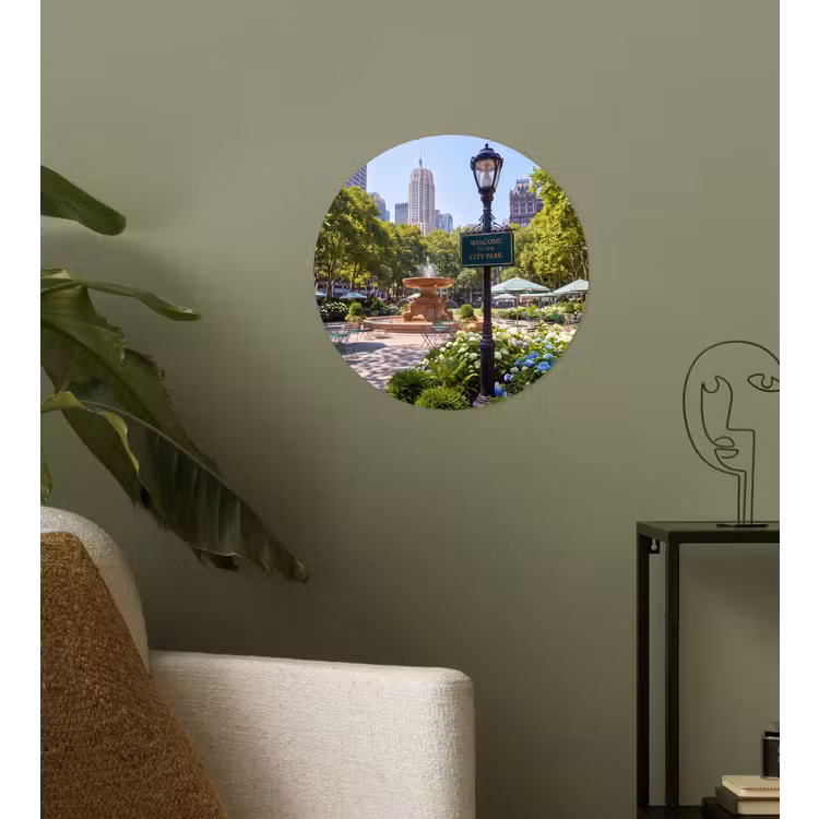 Park - Fontein - Stad - Natuur Wandcirkel behangsticker klein -sfeer2