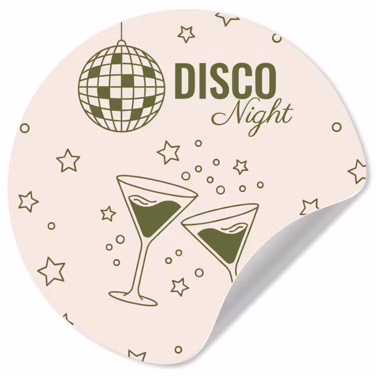 Feest - Disco - Drank - Illustratie - Groen Wandcirkel behangsticker klein -3d