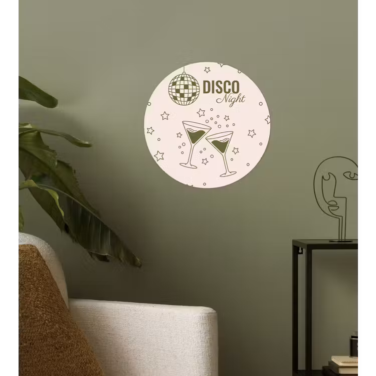 Feest - Disco - Drank - Illustratie - Groen Wandcirkel behangsticker klein -sfeer2