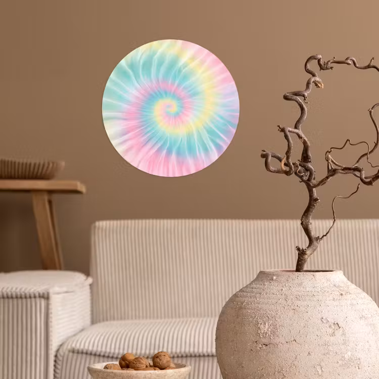 Pasteltinten - Tie dye - Roze Wandcirkel behangsticker klein -sfeer1