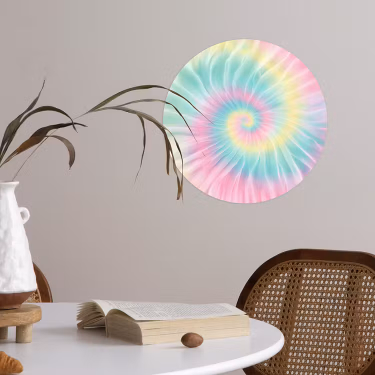 Pasteltinten - Tie dye - Roze Wandcirkel behangsticker klein -sfeer3