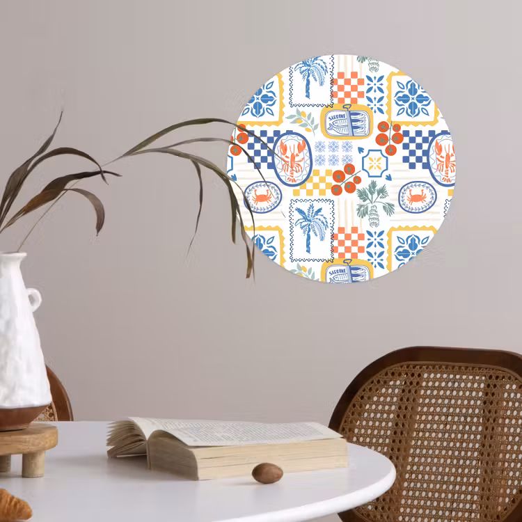 Zee - Sfeer - Tomaat - Mozaïek Wandcirkel behangsticker klein 186 -sfeer3