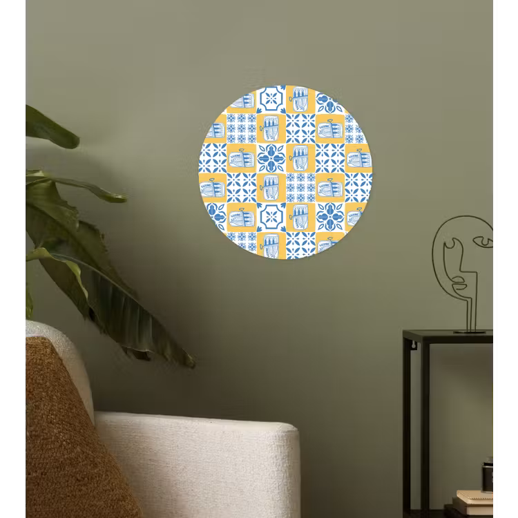 Zee - Geel - Blauw - Wit Wandcirkel behangsticker klein 186 -sfeer2