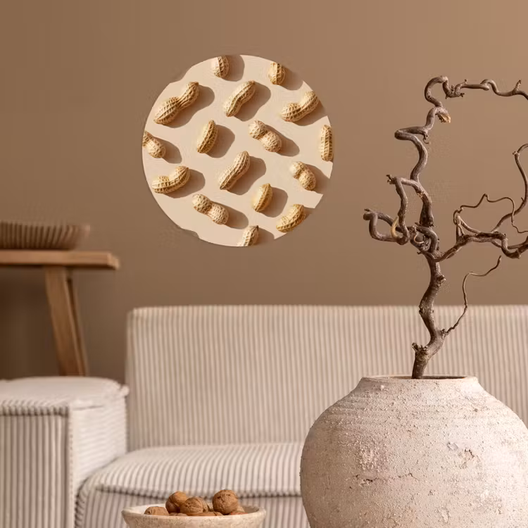 Pinda's - Patroon - Beige Wandcirkel behangsticker klein -sfeer1