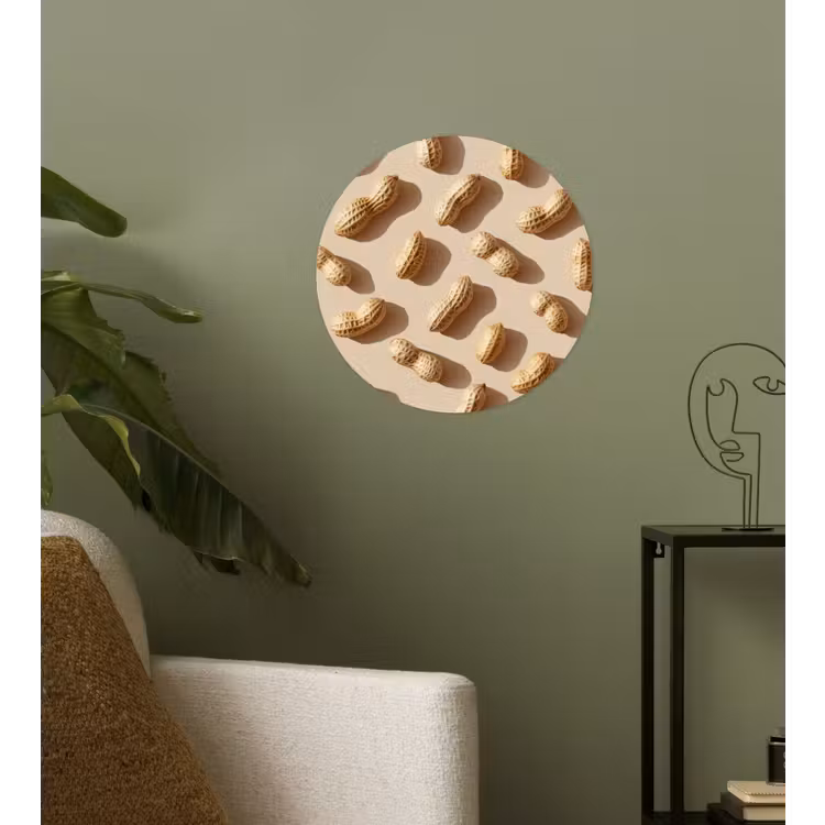Pinda's - Patroon - Beige Wandcirkel behangsticker klein -sfeer2