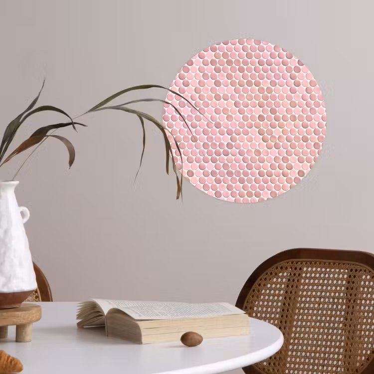 Penny - Mozaïek - Lichtroze Wandcirkel behangsticker klein 186 -sfeer3