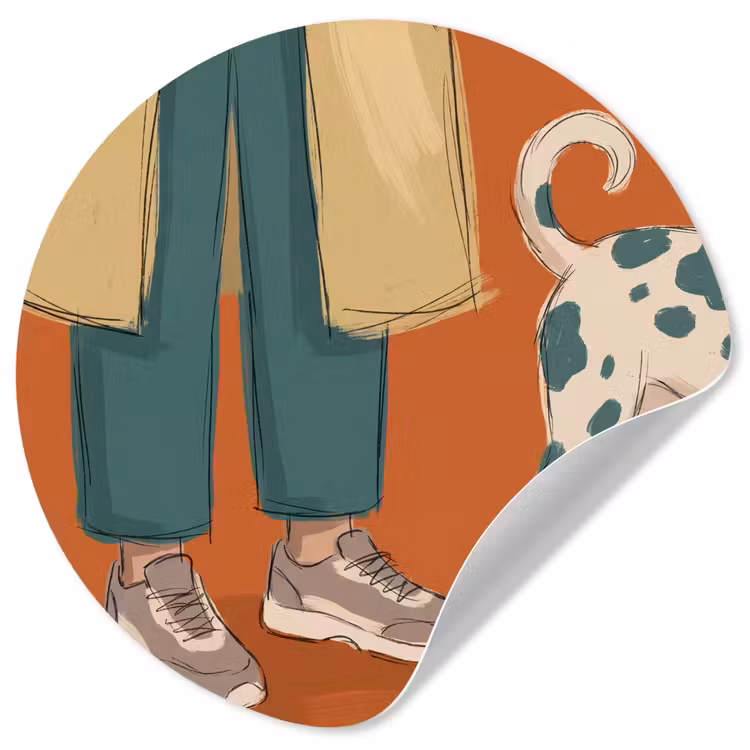 Persoon - Hond - Dieren - Illustratie - Modern Wandcirkel behangsticker klein -3d