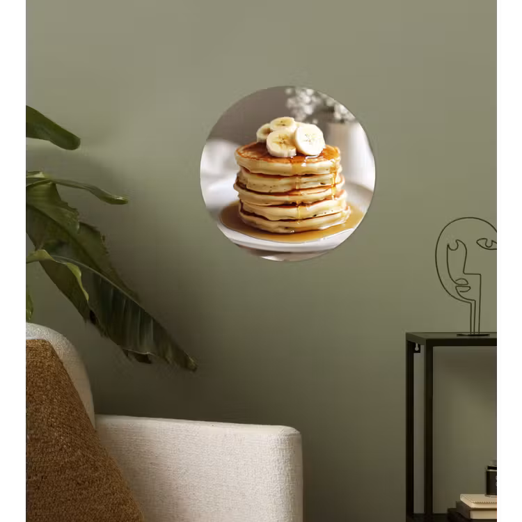 Pannenkoeken - Banaan - Siroop - Wit - Beige Wandcirkel behangsticker klein -sfeer2