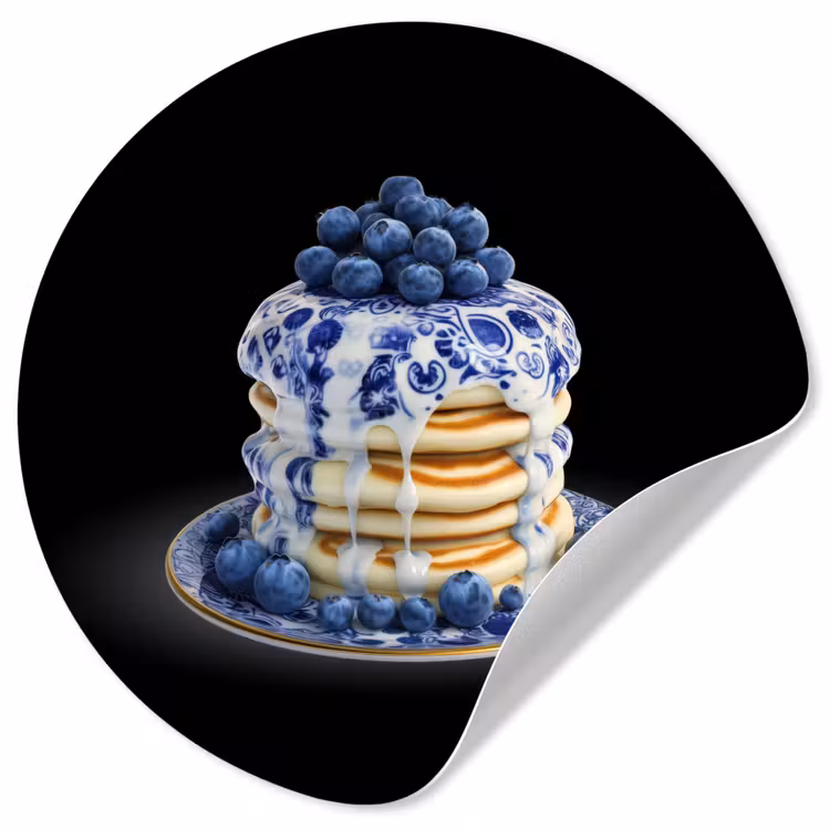Pannenkoeken - Blauwe Bessen - Bord Wandcirkel behangsticker klein -3d