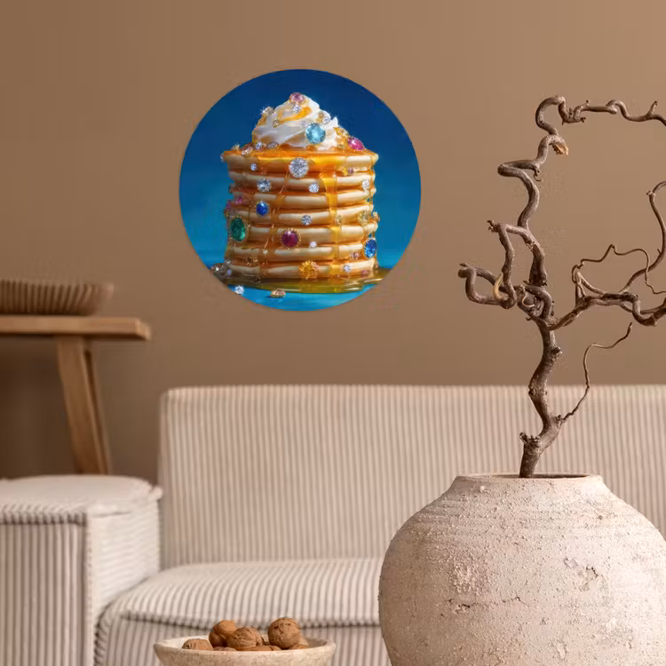 Pannenkoeken - Steentjes - Glitter - Slagroom Wandcirkel behangsticker klein -sfeer1