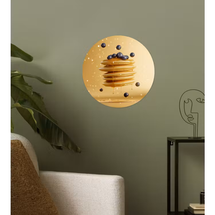 Pannenkoeken - Eten - Honing - Geel Wandcirkel behangsticker klein -sfeer2