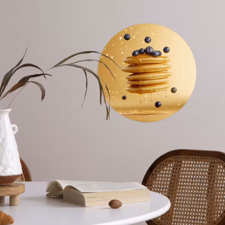 Pannenkoeken - Eten - Honing - Geel Wandcirkel behangsticker klein -sfeer3