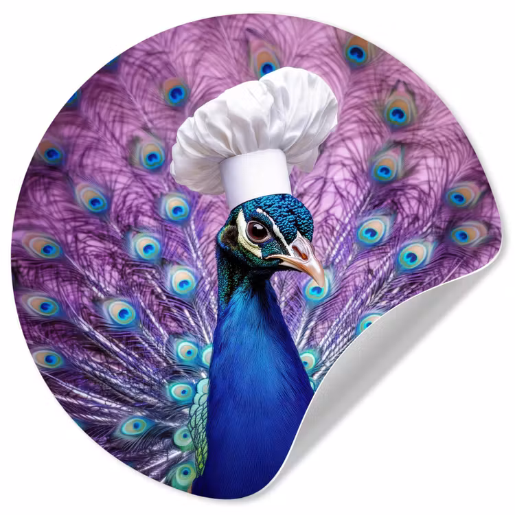 Pauw - Koksmuts - Cool - Paars Wandcirkel behangsticker klein -3d