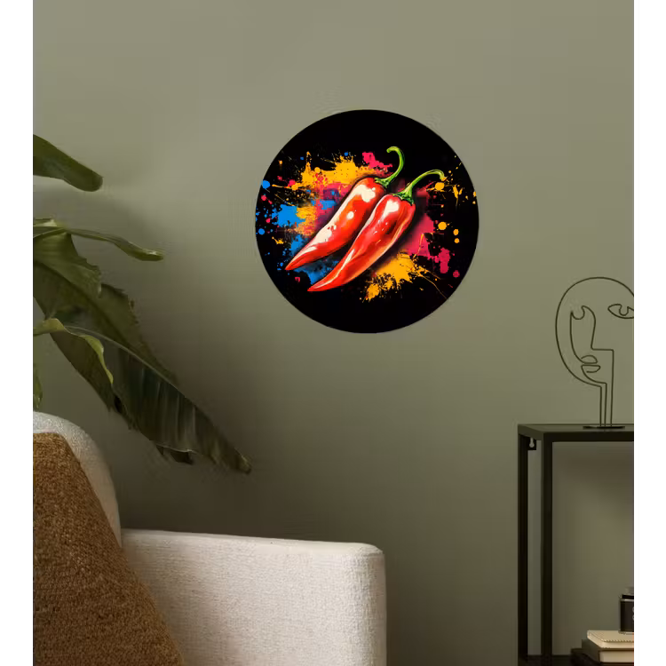 Peper - Graffiti - Verf - Abstract - Modern - Kleurrijk Wandcirkel behangsticker klein -sfeer2