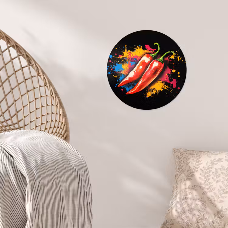Peper - Graffiti - Verf - Abstract - Modern - Kleurrijk Wandcirkel behangsticker klein -sfeer4