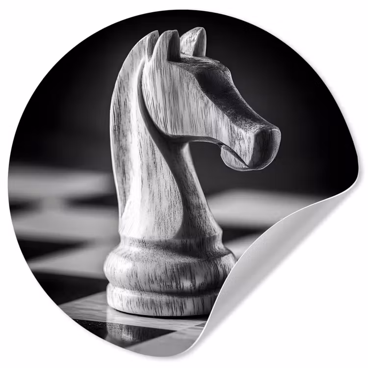 Paard - Hout - Schaalbord - Zwart Wandcirkel behangsticker klein -3d