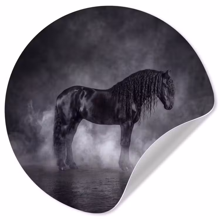 Paard - Magisch - Zwart Wandcirkel behangsticker klein -3d
