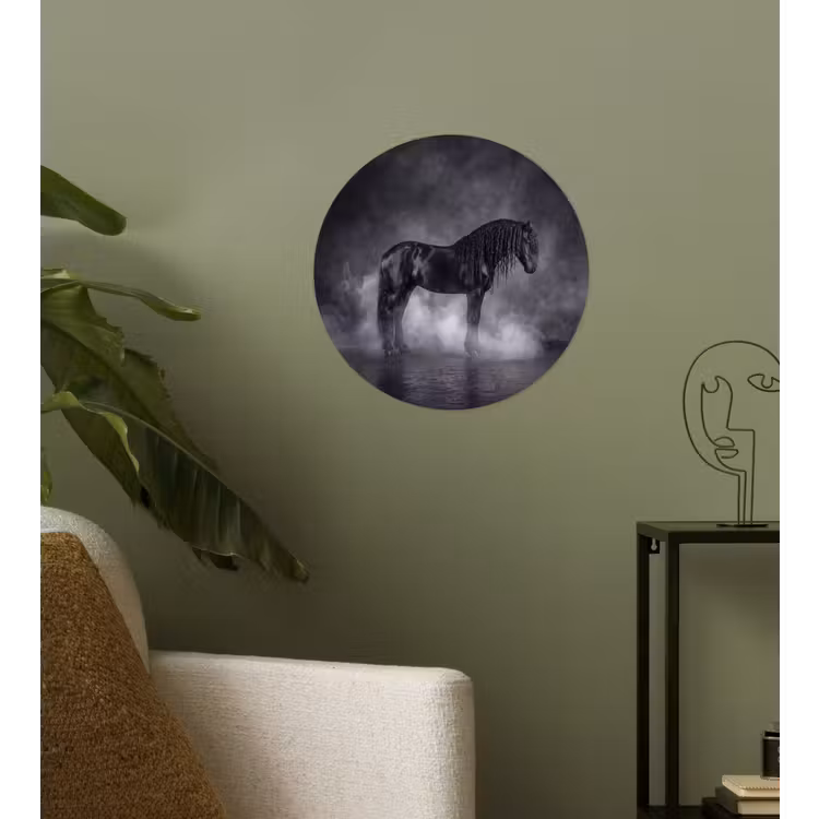Paard - Magisch - Zwart Wandcirkel behangsticker klein -sfeer2