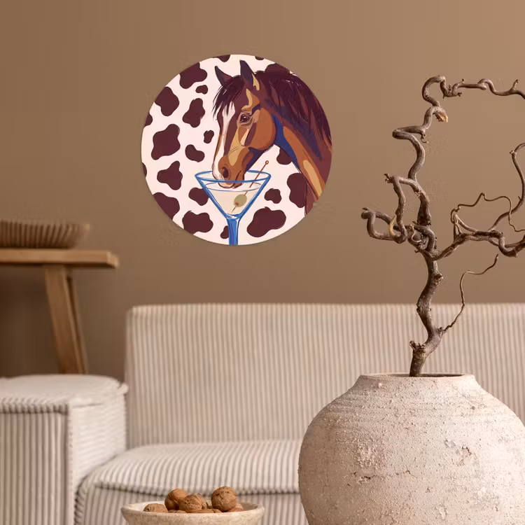 Paard - Martini - Dieren - Abstract - Bruin Wandcirkel behangsticker klein -sfeer1