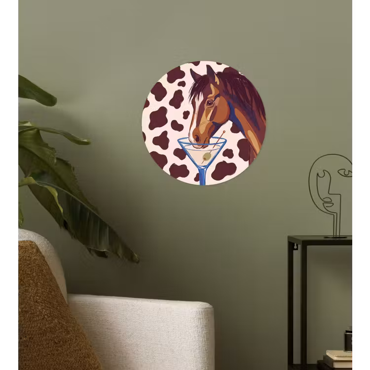 Paard - Martini - Dieren - Abstract - Bruin Wandcirkel behangsticker klein -sfeer2