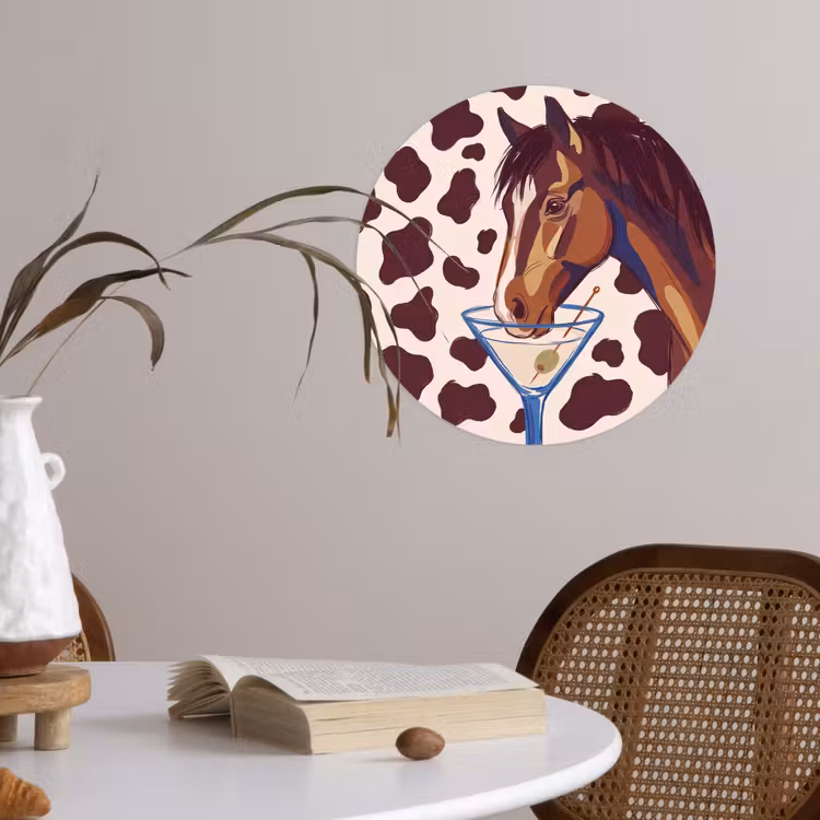 Paard - Martini - Dieren - Abstract - Bruin Wandcirkel behangsticker klein -sfeer3