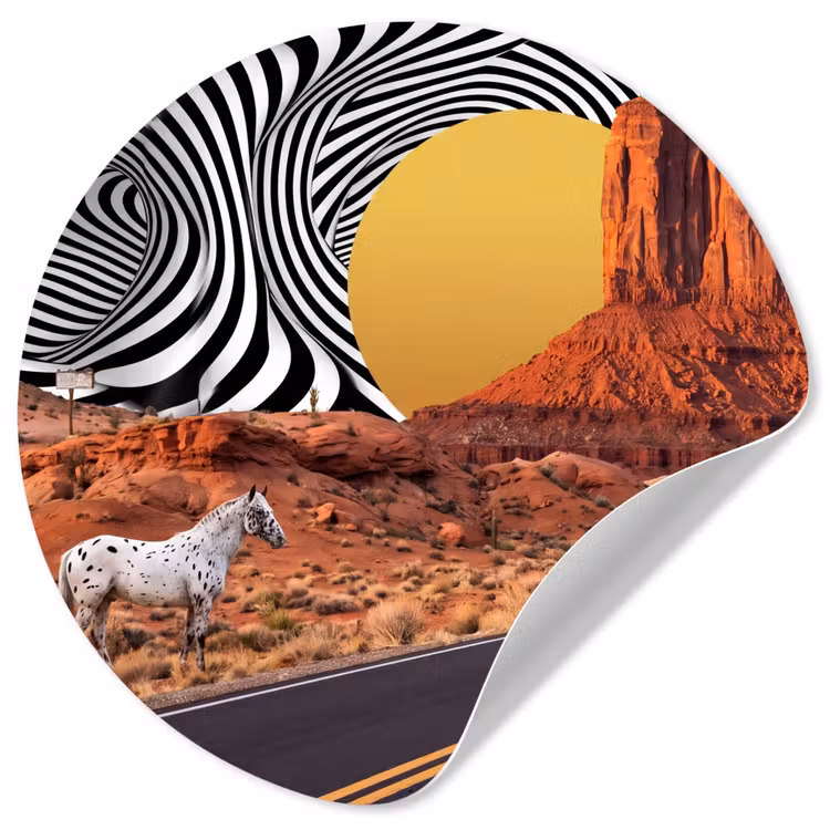 Runde Tapete - Pferd – Wüste – Natur - Paard - Woestijn - Natuur Wandcirkel behangsticker klein