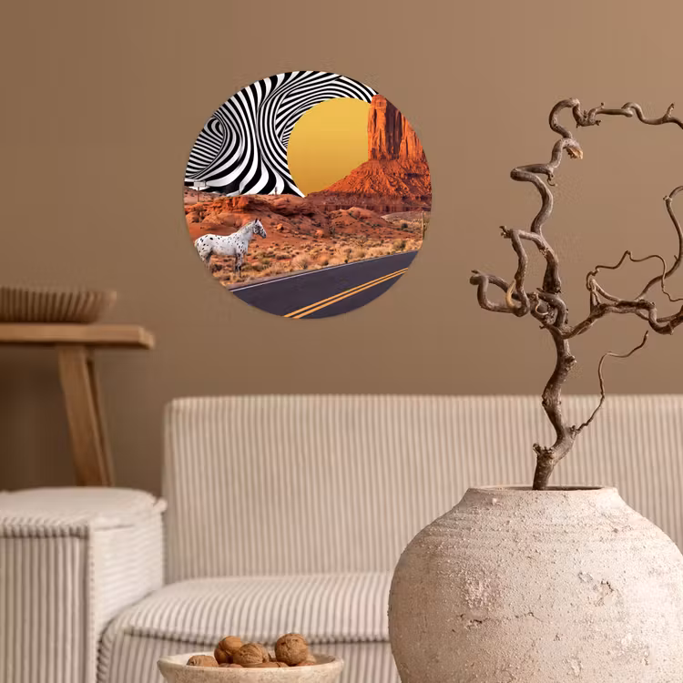 Runde Tapete - Pferd – Wüste – Natur - Paard - Woestijn - Natuur Wandcirkel behangsticker klein