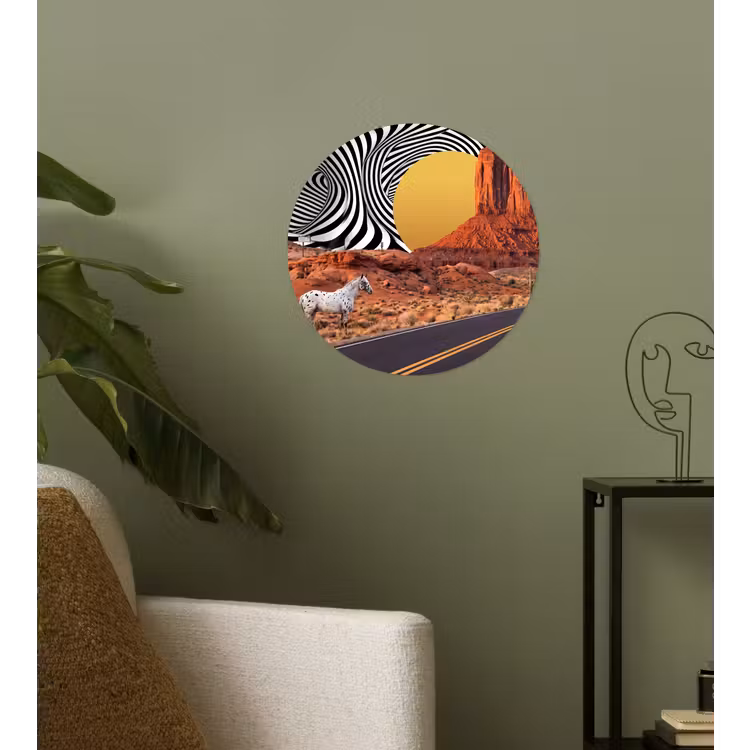 Runde Tapete - Pferd – Wüste – Natur - Paard - Woestijn - Natuur Wandcirkel behangsticker klein