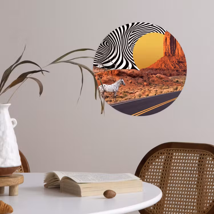 Runde Tapete - Pferd – Wüste – Natur - Paard - Woestijn - Natuur Wandcirkel behangsticker klein