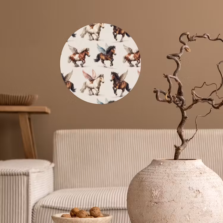 Paarden - Vleugels - Kleurrijk Wandcirkel behangsticker klein 186 -sfeer1