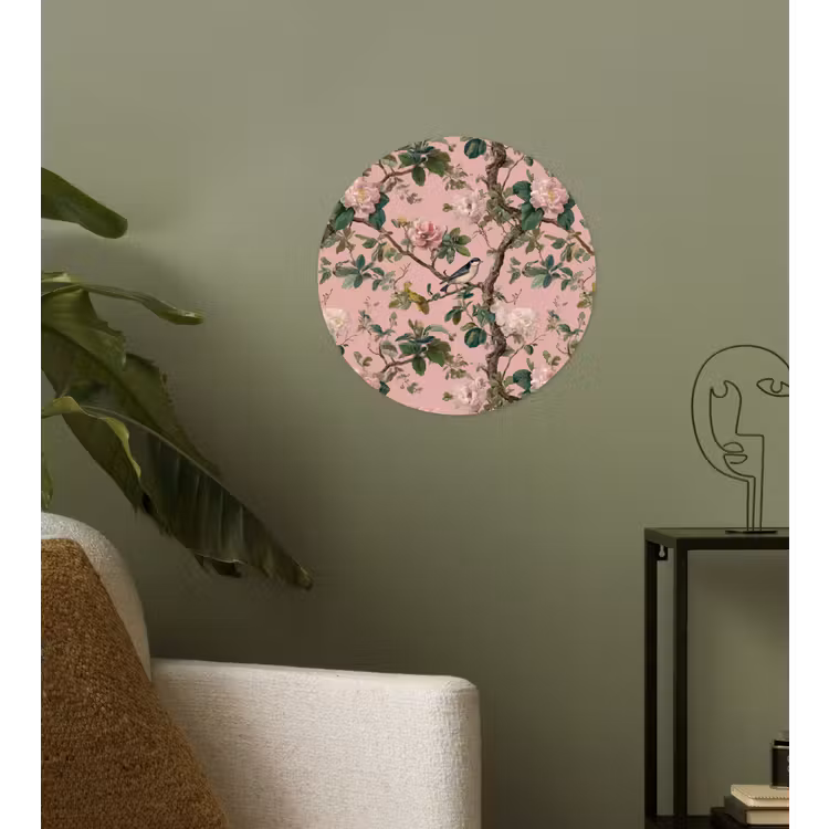 Pioenrozen - Botanisch - Vogel Wandcirkel behangsticker klein 186 -sfeer2