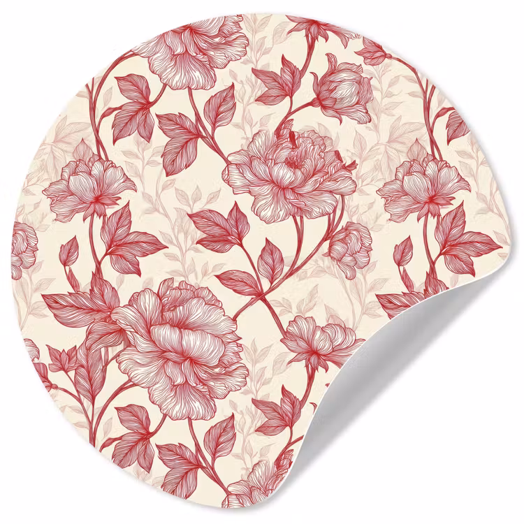 Pioenrozen - Modern -  Rood Wandcirkel behangsticker klein 186 -3d