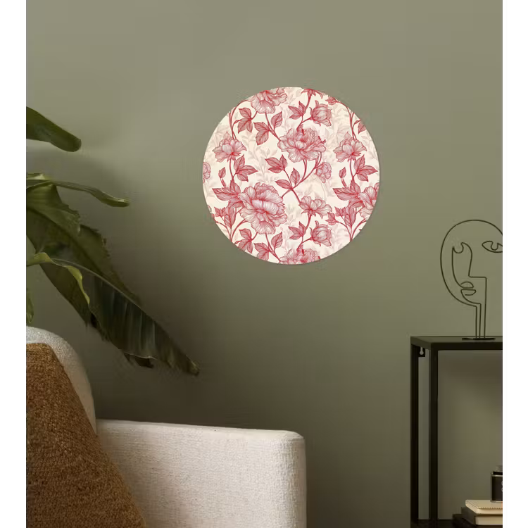 Pioenrozen - Modern -  Rood Wandcirkel behangsticker klein 186 -sfeer2