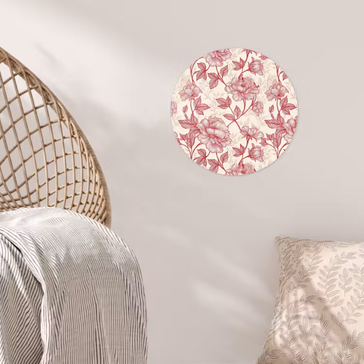Pioenrozen - Modern -  Rood Wandcirkel behangsticker klein 186 -sfeer4